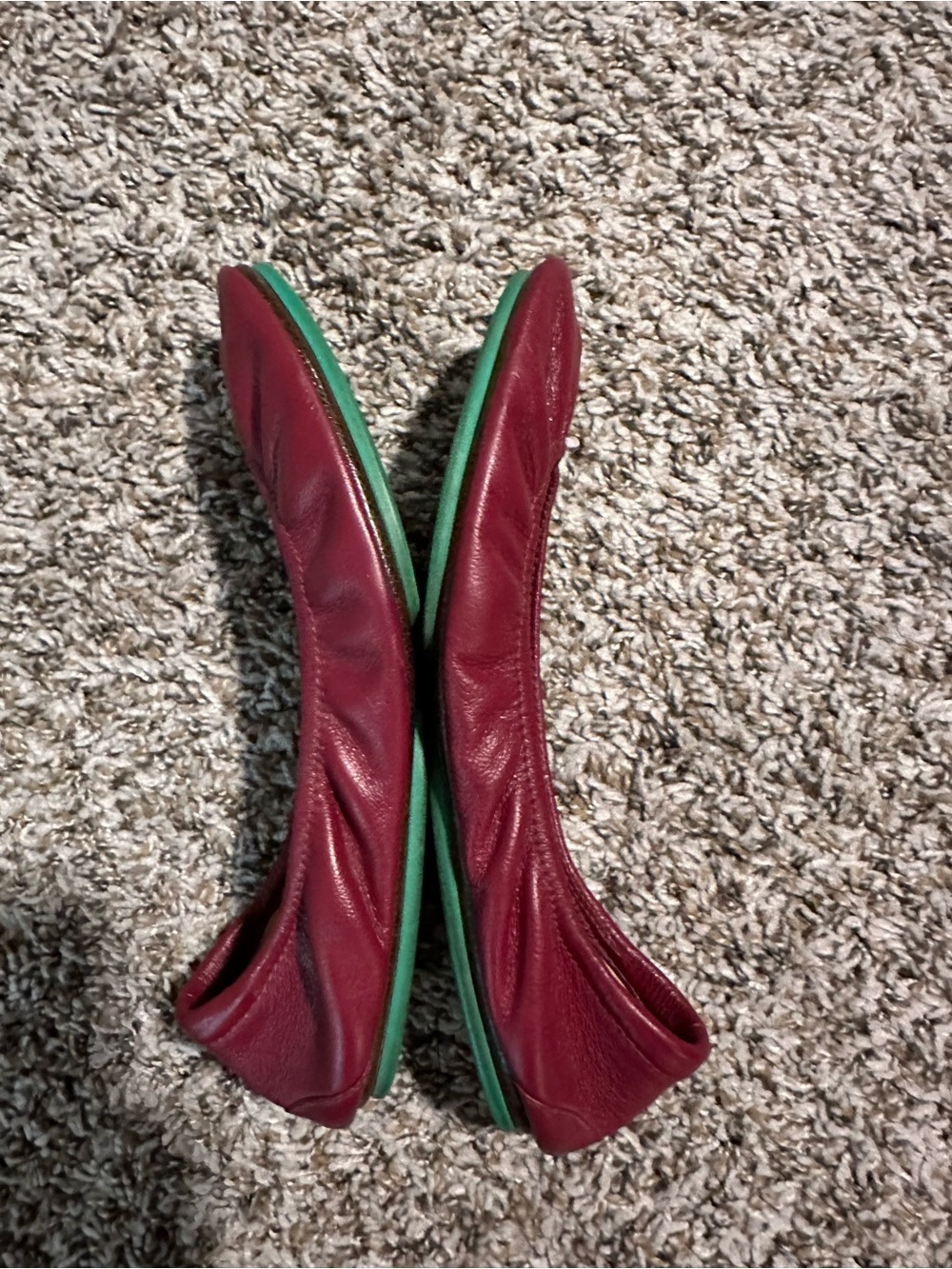 Tieks Burgundy Leather Ballet Flats - Picture 5 of 17